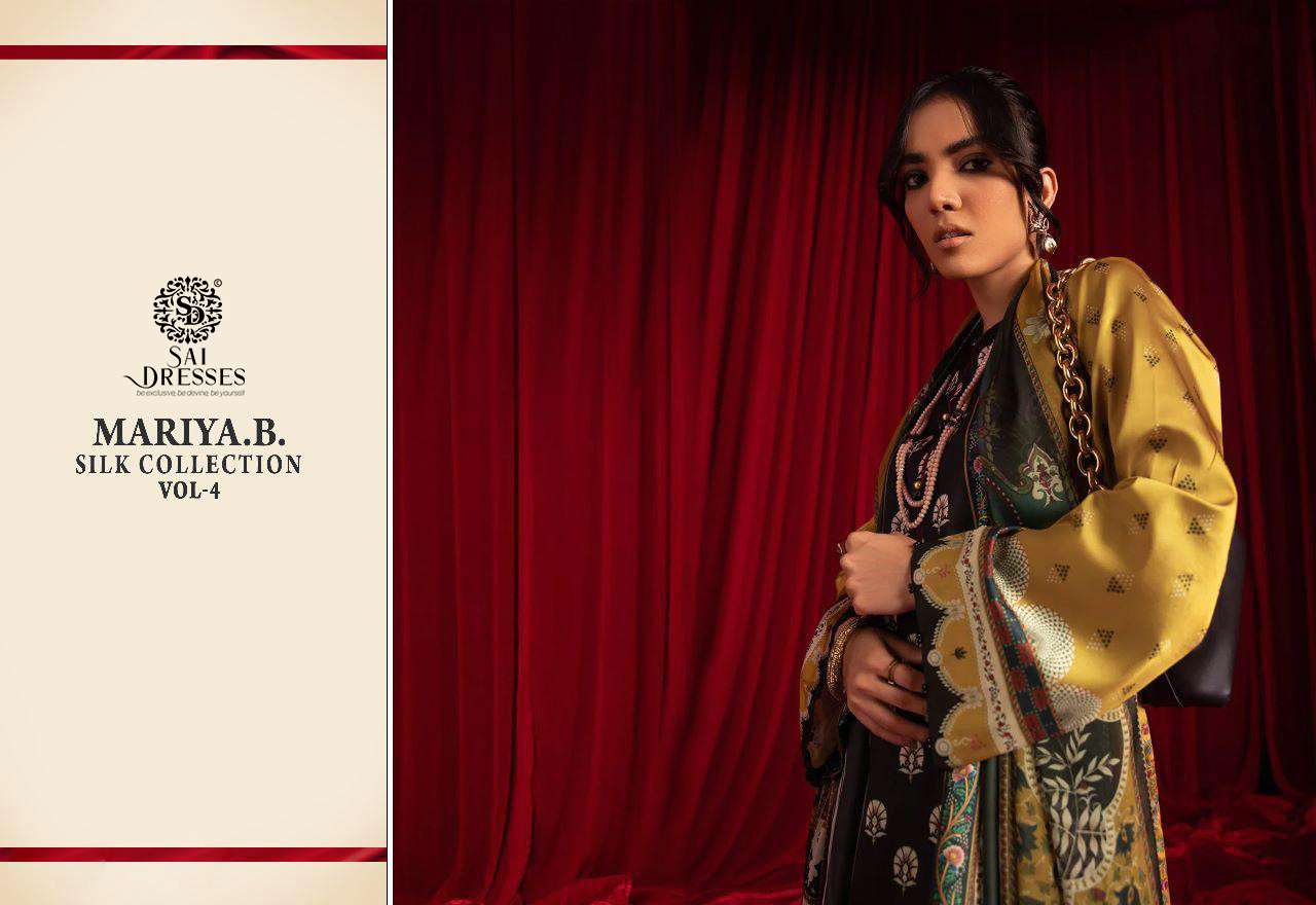 SAI DRESSES PRESENT MARIA B SILK COLLECTION VOL 4 PAKISTANI SALWAR SUIT IN WHOLESALE RATE IN SURAT 