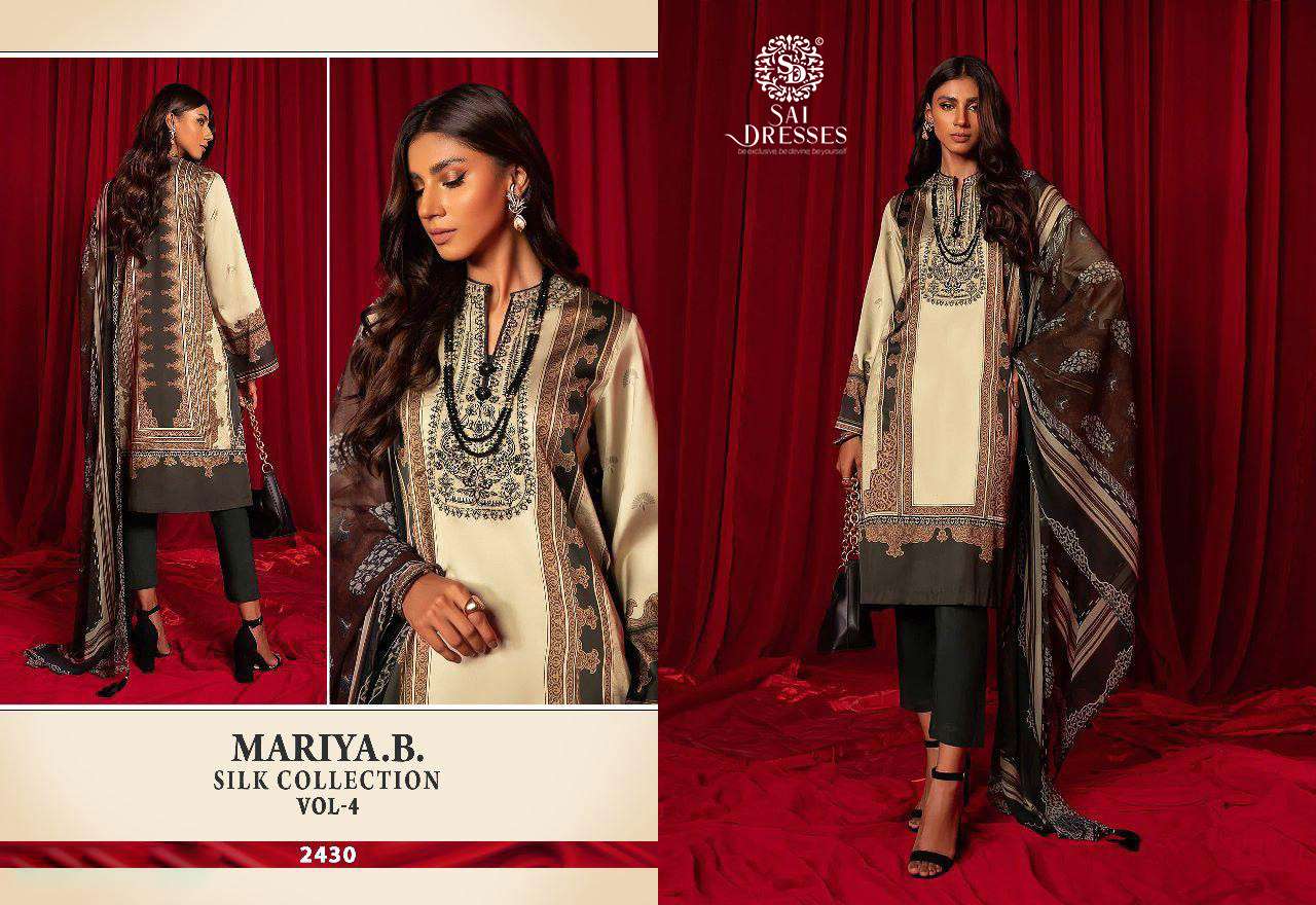 SAI DRESSES PRESENT MARIA B SILK COLLECTION VOL 4 PAKISTANI SALWAR SUIT IN WHOLESALE RATE IN SURAT 