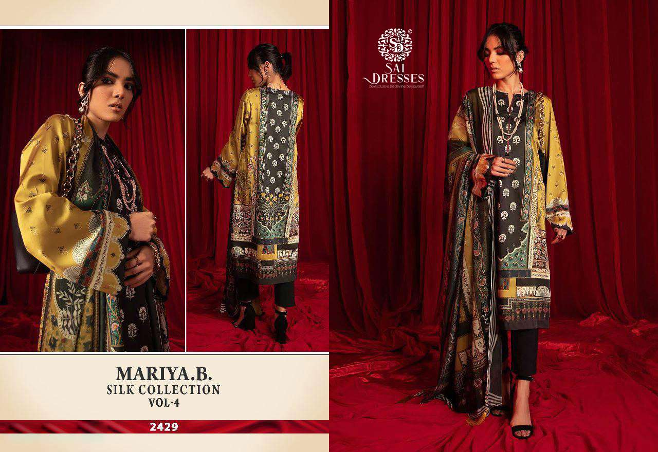 SAI DRESSES PRESENT MARIA B SILK COLLECTION VOL 4 PAKISTANI SALWAR SUIT IN WHOLESALE RATE IN SURAT 
