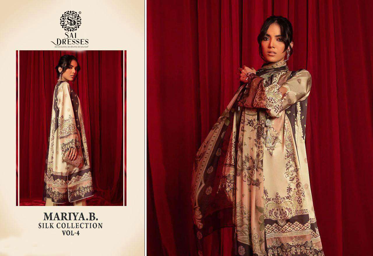 SAI DRESSES PRESENT MARIA B SILK COLLECTION VOL 4 PAKISTANI SALWAR SUIT IN WHOLESALE RATE IN SURAT 
