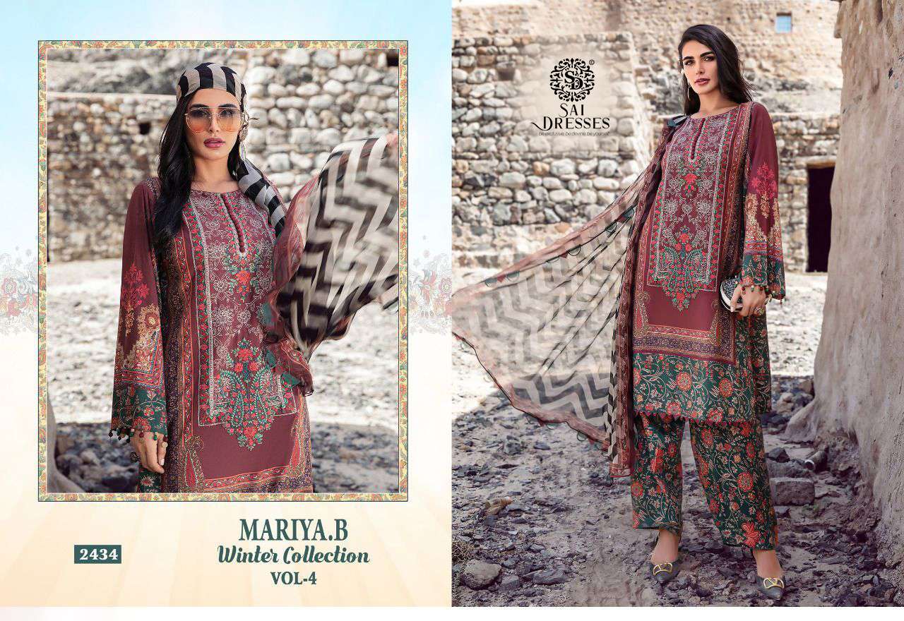 SAI DRESSES PRESENT MARIYA B WINTER COLLECTION VOL 4 PASHMINA SALWAR SUITS IN WHOLESALE RATE IN SURAT 