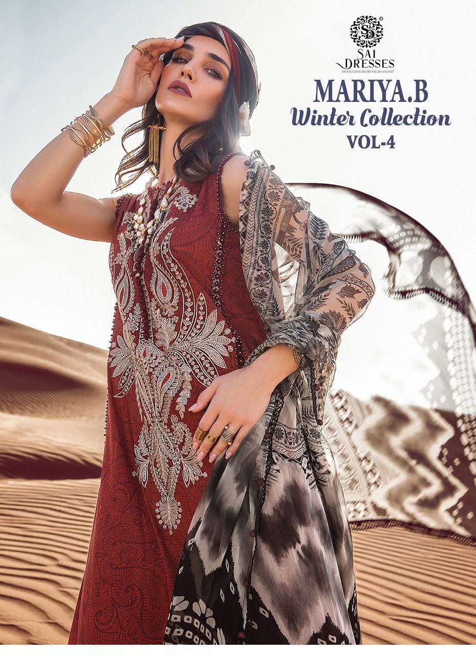 SAI DRESSES PRESENT MARIYA B WINTER COLLECTION VOL 4 PASHMINA SALWAR SUITS IN WHOLESALE RATE IN SURAT 