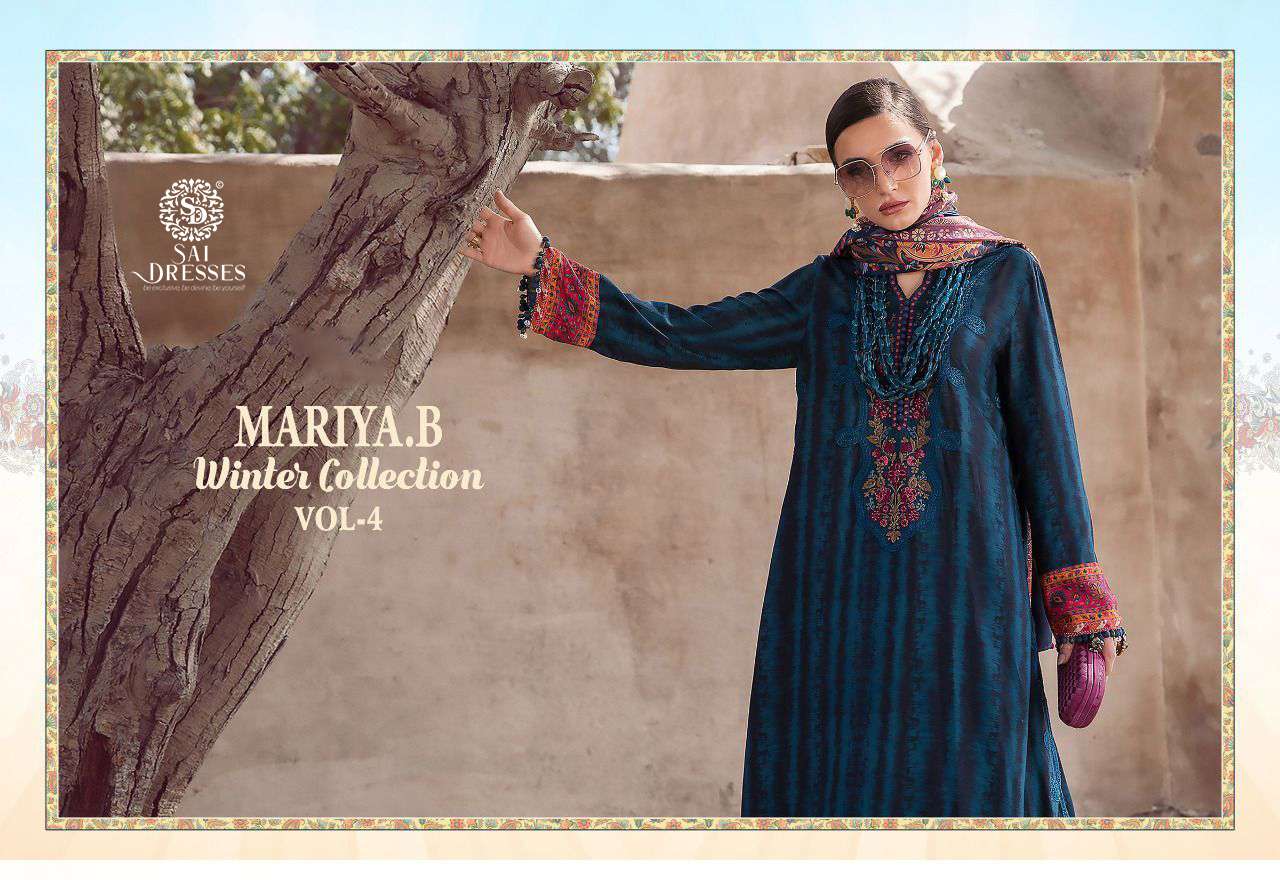 SAI DRESSES PRESENT MARIYA B WINTER COLLECTION VOL 4 PASHMINA SALWAR SUITS IN WHOLESALE RATE IN SURAT 