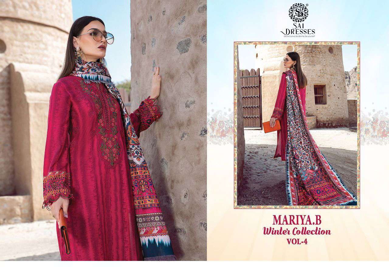 SAI DRESSES PRESENT MARIYA B WINTER COLLECTION VOL 4 PASHMINA SALWAR SUITS IN WHOLESALE RATE IN SURAT 