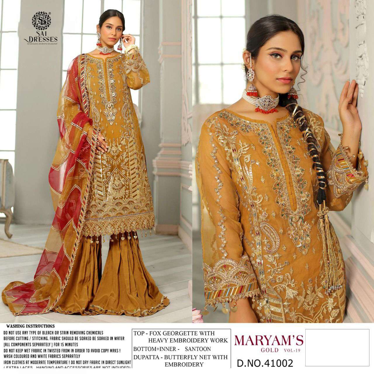 SAI DRESSES PRESENT MARYAMS GOLD VOL 19 PAKISTANI SEMI STITCHED DESIGNER SUITS IN WHOLESALE RATE IN SURAT 