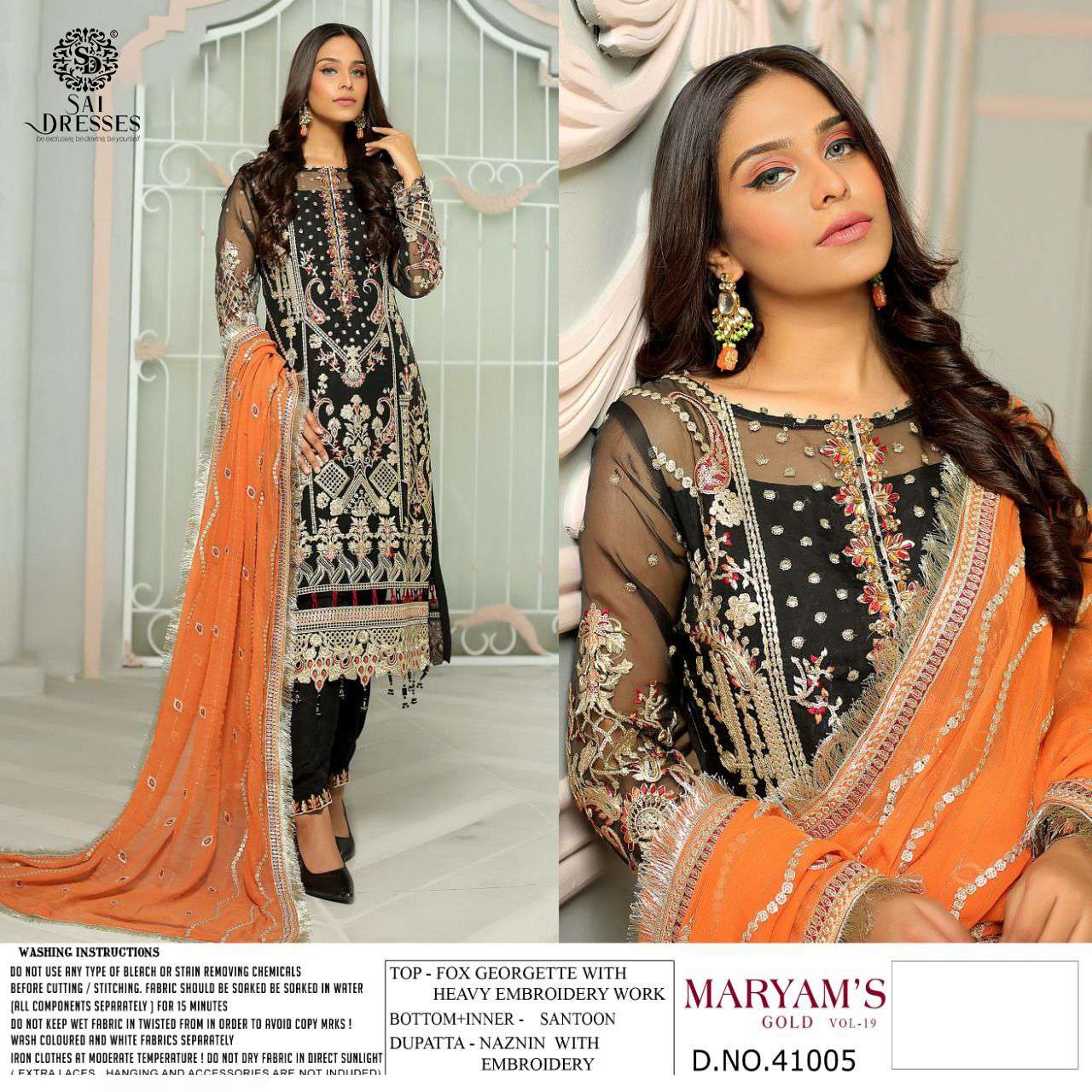 SAI DRESSES PRESENT MARYAMS GOLD VOL 19 PAKISTANI SEMI STITCHED DESIGNER SUITS IN WHOLESALE RATE IN SURAT 