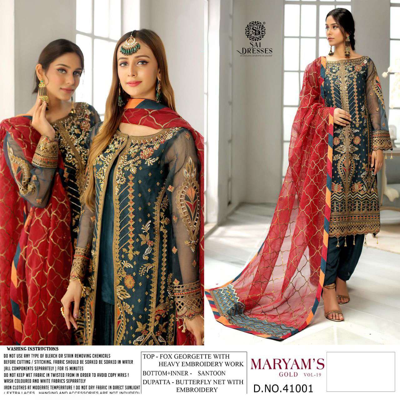 SAI DRESSES PRESENT MARYAMS GOLD VOL 19 PAKISTANI SEMI STITCHED DESIGNER SUITS IN WHOLESALE RATE IN SURAT 
