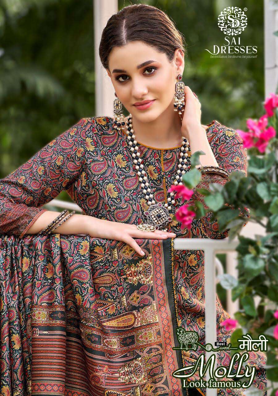 SAI DRESSES PRESENT MOLLY PURE PASHMINA DIGITAL PRINTED SALWAR SUITS IN WHOLESALE RATE IN SURAT 