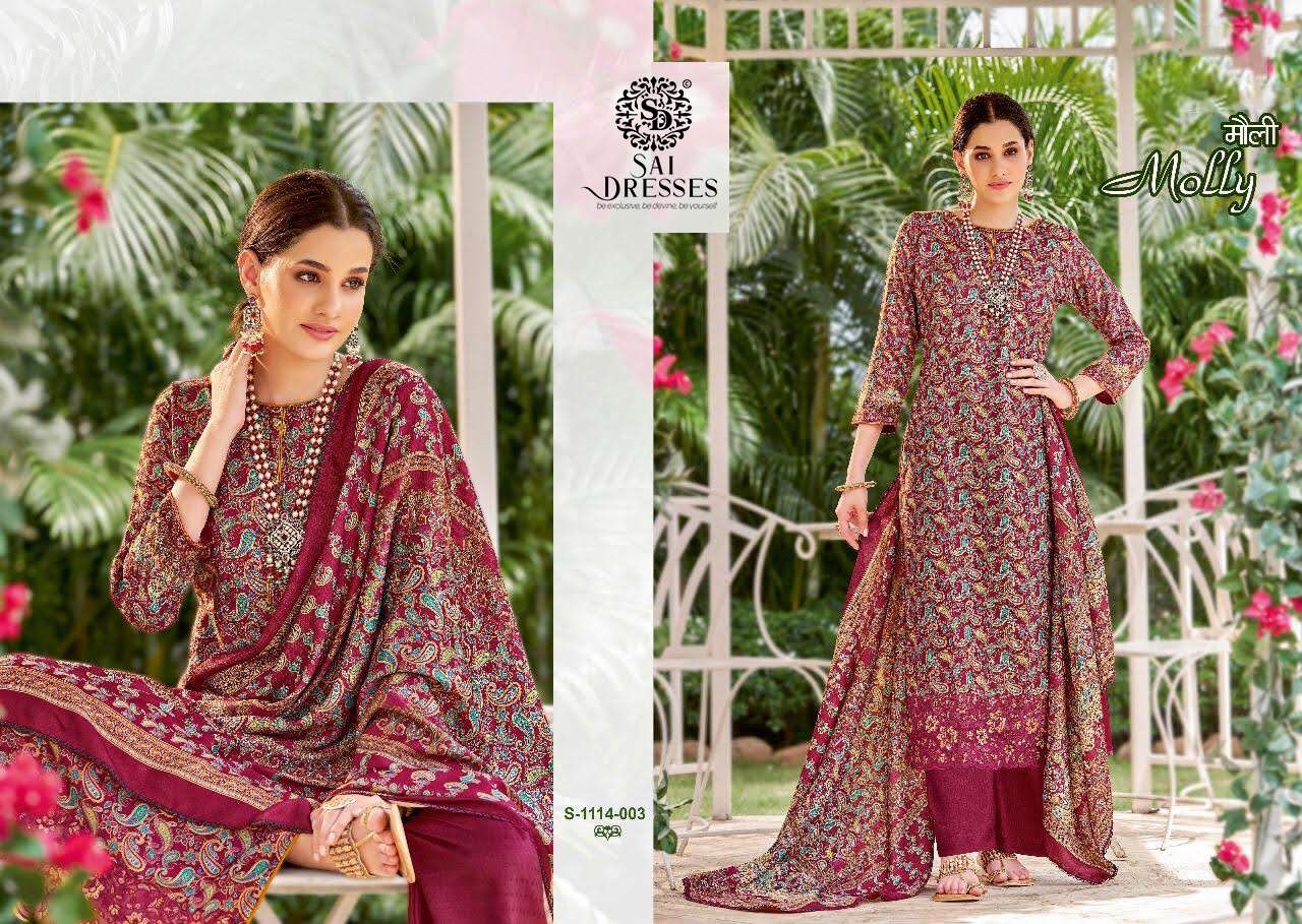SAI DRESSES PRESENT MOLLY PURE PASHMINA DIGITAL PRINTED SALWAR SUITS IN WHOLESALE RATE IN SURAT 