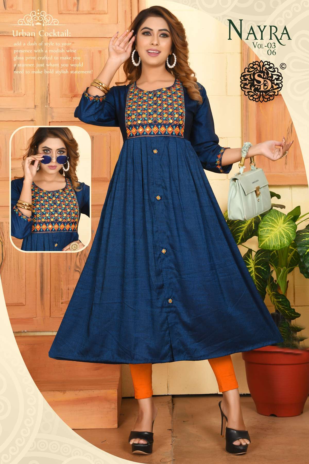 SAI DRESSES PRESENT NAYRA VOL 3 ANARKALI STYLE LONG KURTIS IN WHOLESALE RATE IN SURAT 