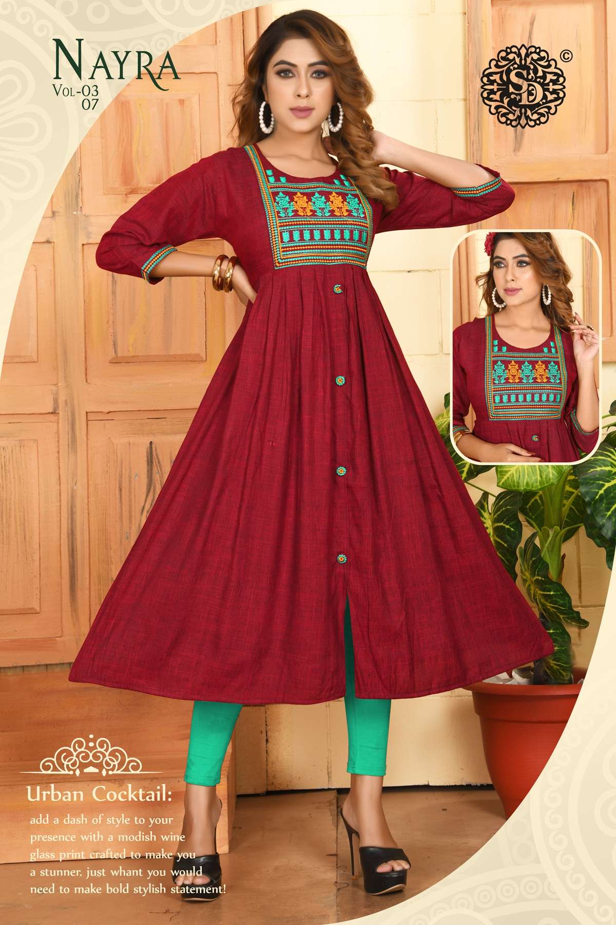 SAI DRESSES PRESENT NAYRA VOL 3 ANARKALI STYLE LONG KURTIS IN WHOLESALE RATE IN SURAT 