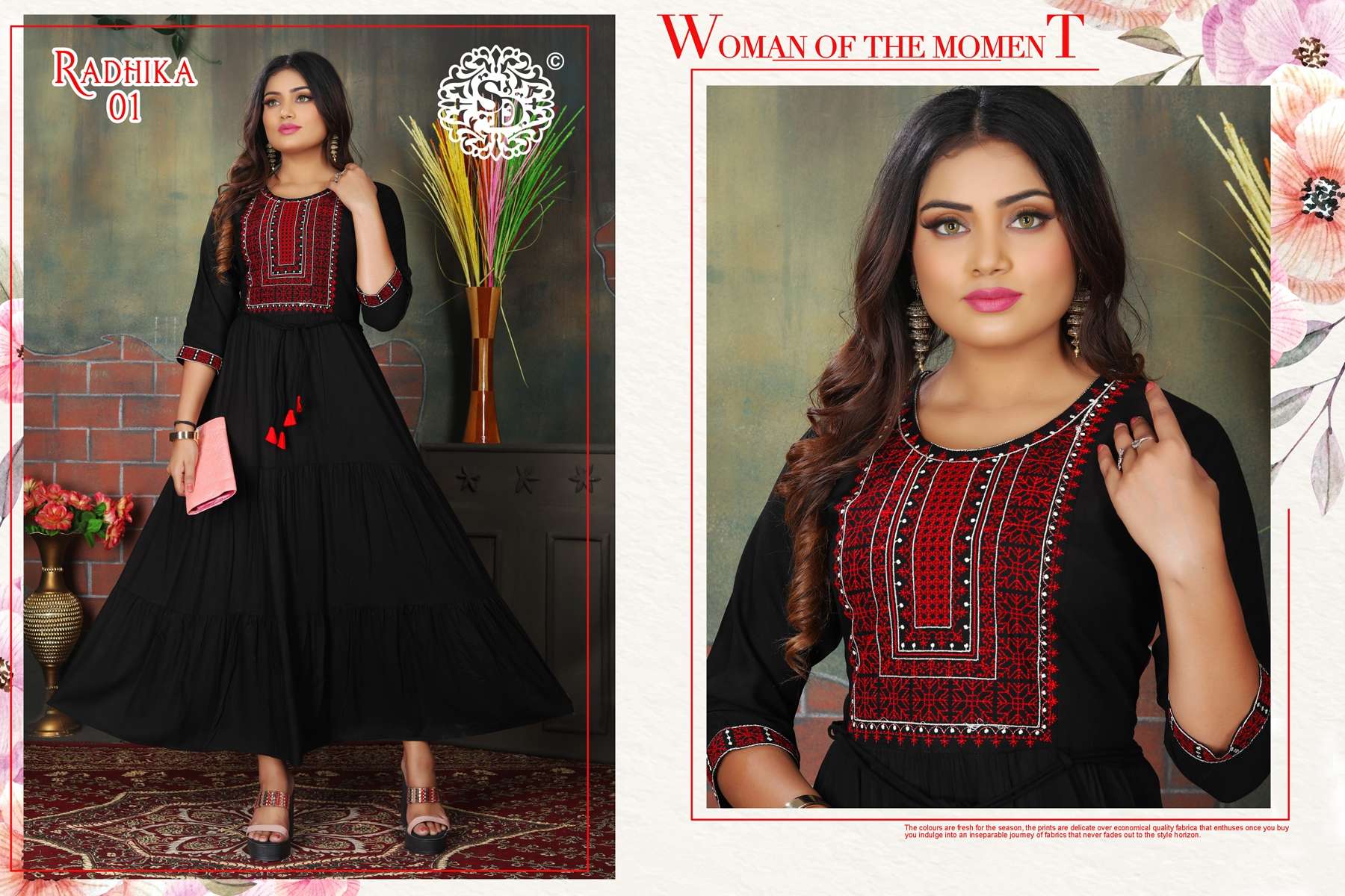 SAI DRESSES PRESENT RADHIKA CASUAL WEAR ANARKALI STYLE LONG KURTIS IN WHOLESALE RATE IN SURAT 