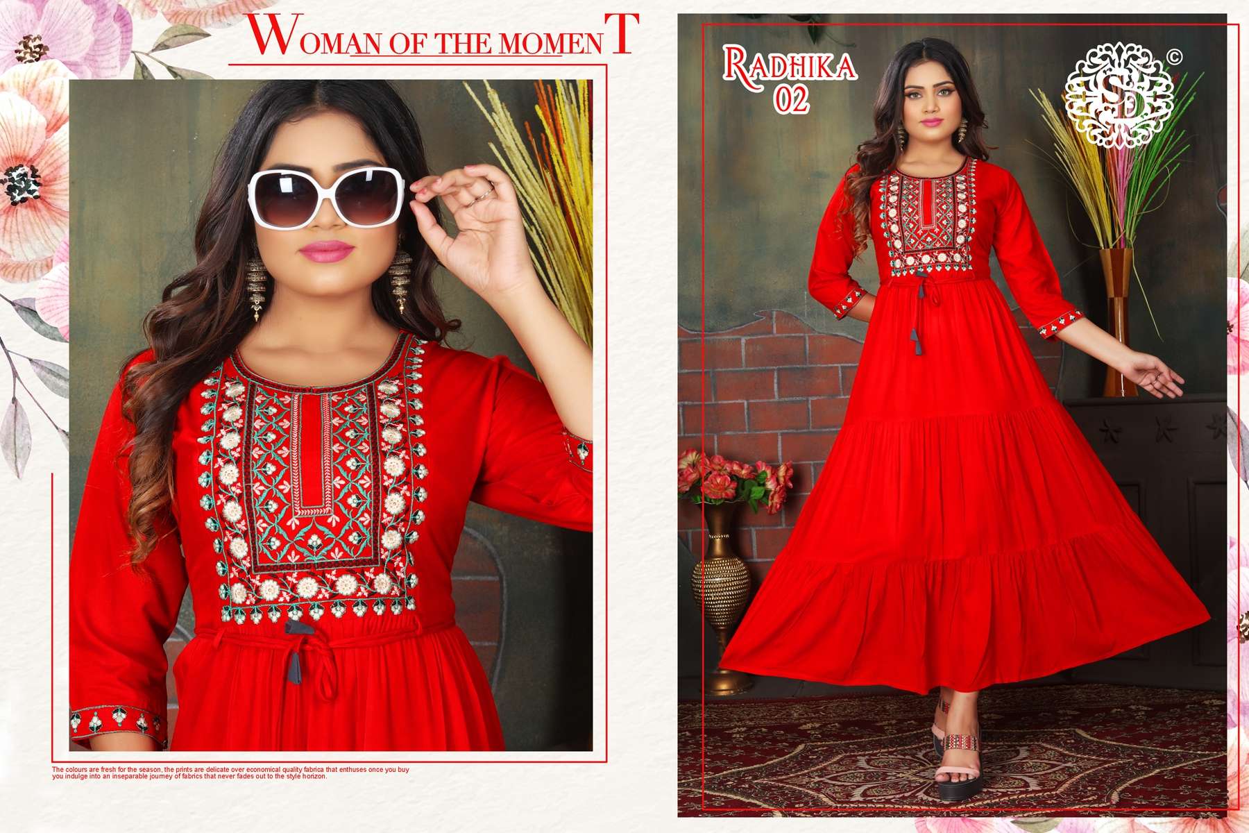 SAI DRESSES PRESENT RADHIKA CASUAL WEAR ANARKALI STYLE LONG KURTIS IN WHOLESALE RATE IN SURAT 