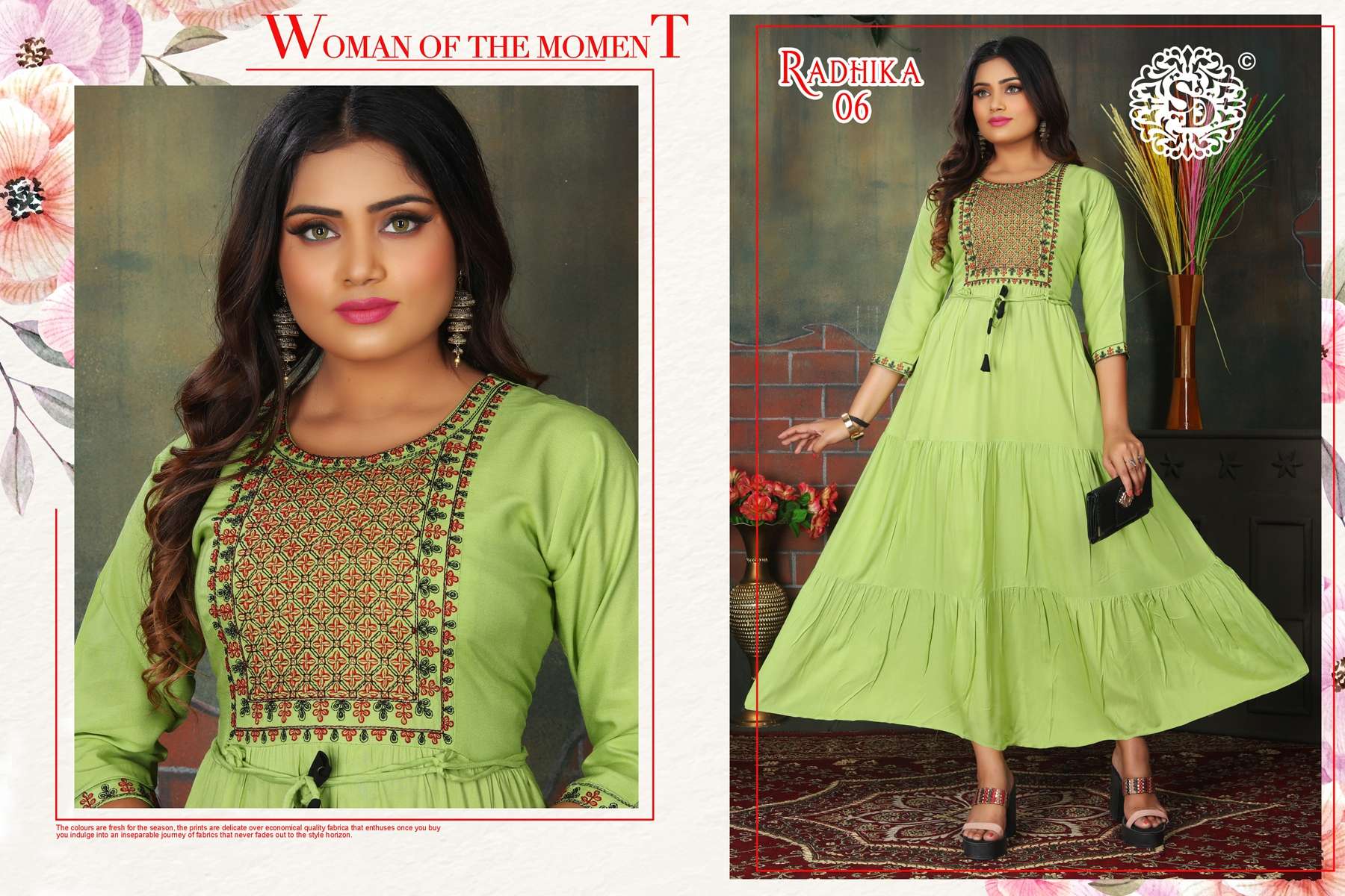 SAI DRESSES PRESENT RADHIKA CASUAL WEAR ANARKALI STYLE LONG KURTIS IN WHOLESALE RATE IN SURAT 