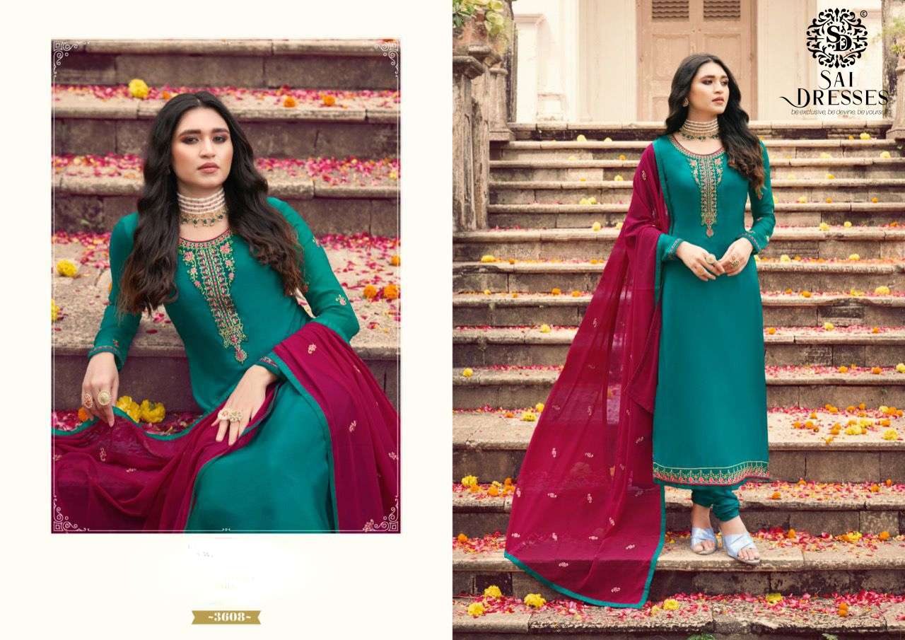 SAI DRESSES PRESENT ROYAL SILK VOL 13 FRENCH CRAPE DESIGNER SALWAR SUITS IN WHOLESALE RATE IN SURAT 