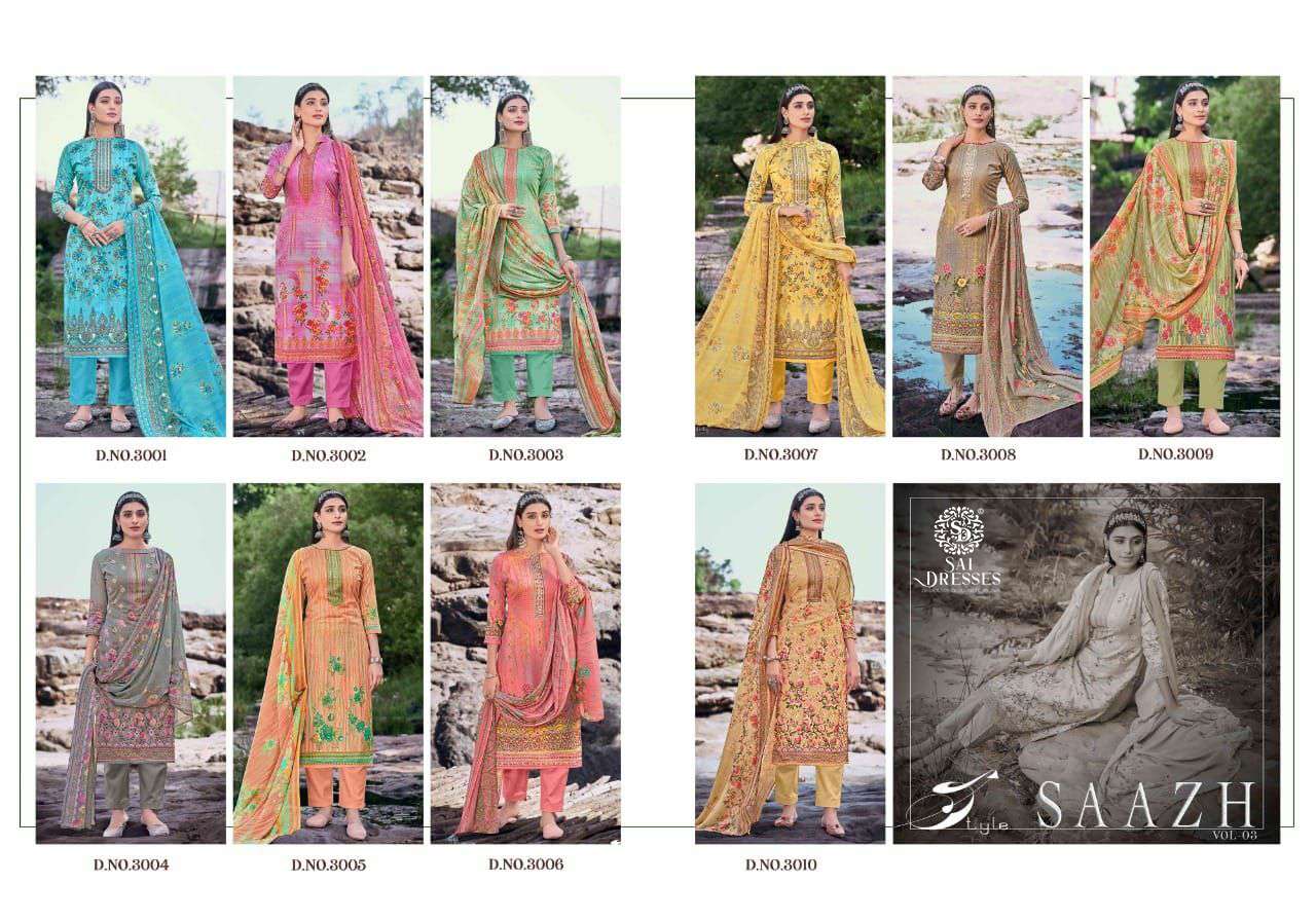 SAI DRESSES PRESENT SAAZH VOL 3 SOFT COTTON SALWAR SUITS IN WHOLESALE RATE IN SURAT