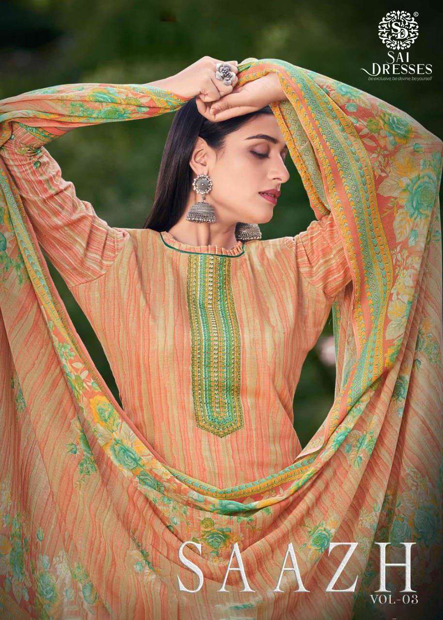 SAI DRESSES PRESENT SAAZH VOL 3 SOFT COTTON SALWAR SUITS IN WHOLESALE RATE IN SURAT