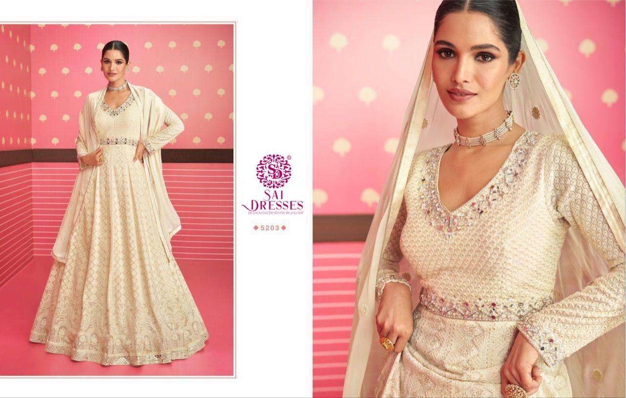 SAI DRESSES PRESENT SAFEENA READYMADE ANARKALI STYLE DESIGNER SUITS IN WHOLESALE RATE IN SURAT  