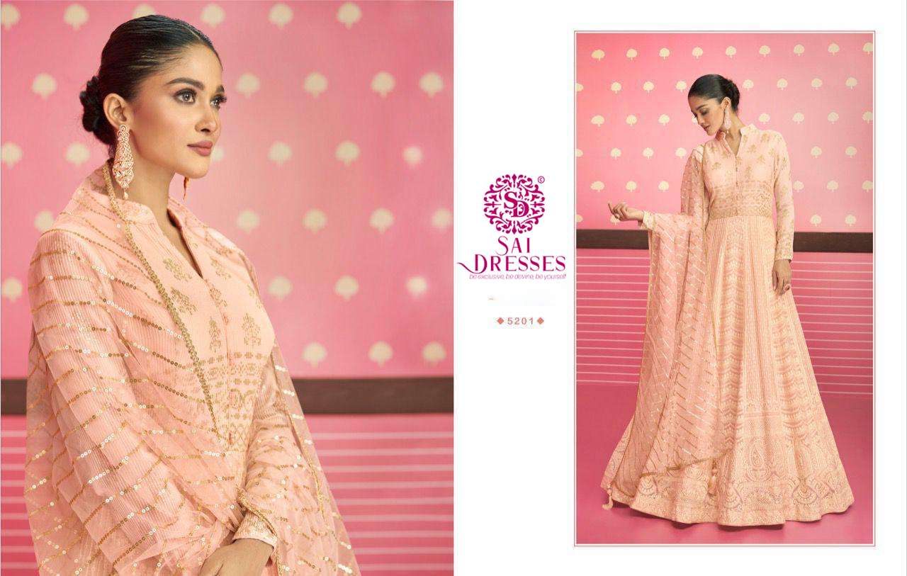 SAI DRESSES PRESENT SAFEENA READYMADE ANARKALI STYLE DESIGNER SUITS IN WHOLESALE RATE IN SURAT  