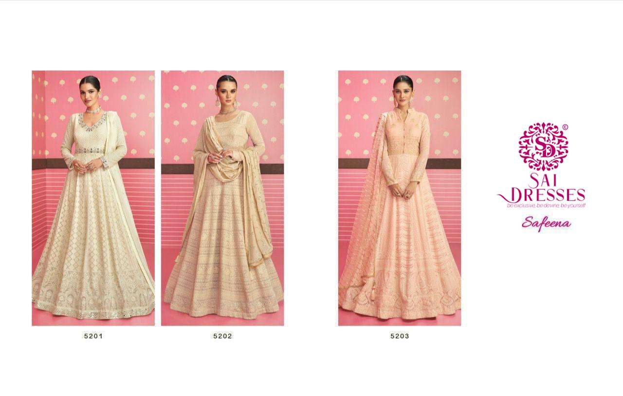 SAI DRESSES PRESENT SAFEENA READYMADE ANARKALI STYLE DESIGNER SUITS IN WHOLESALE RATE IN SURAT  