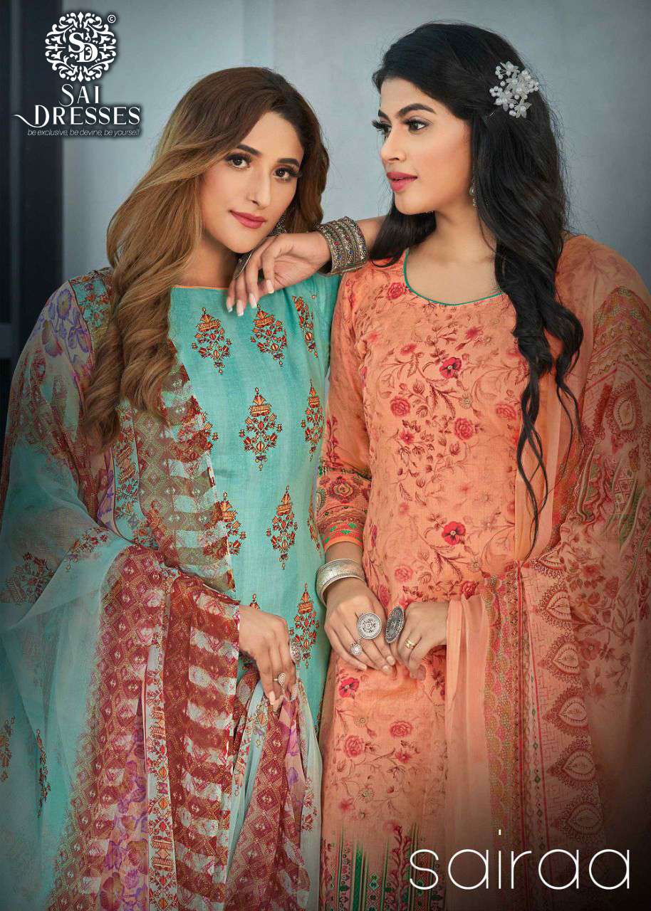 SAI DRESSES PRESENT SAIRAA PURE COTTON DIGITAL PRINTED SALWAR SUITS IN WHOLESALE RATE IN SURAT 