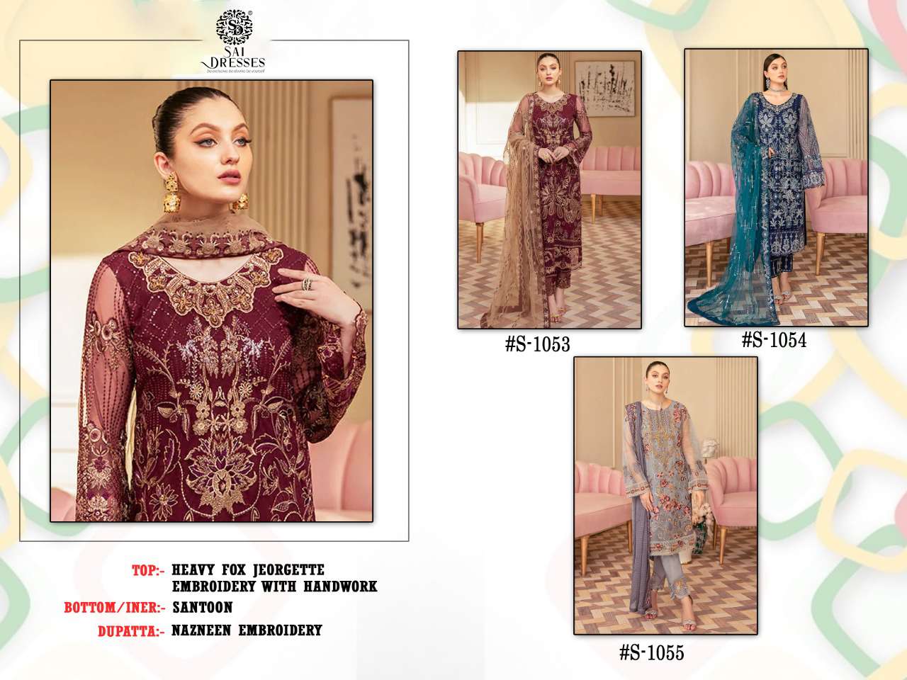 SAI DRESSES PRESENT SHEESHMAHAL VOL 19 SEMI STITCHED PAKISTANI DESIGNER SUITS IN WHOLESALE RATE IN SURAT