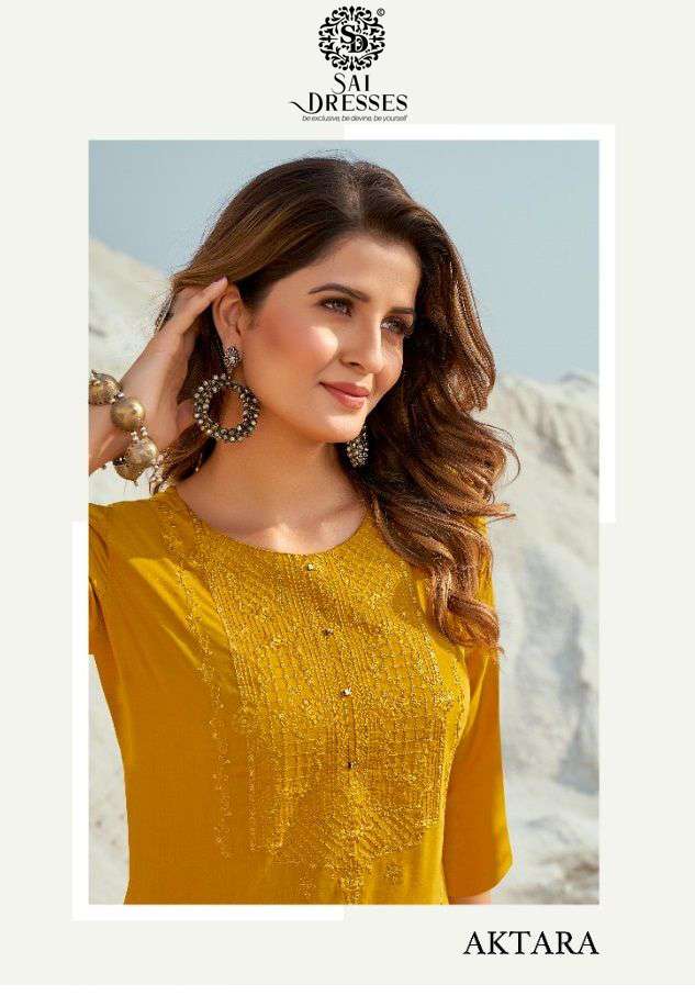 SAI DRESSES PRESENT AKTARA EXCLUSIVE WEAR PURE MASLIN DESIGNER KURTI COLLECTION IN WHOLESALE RATE IN SURAT 