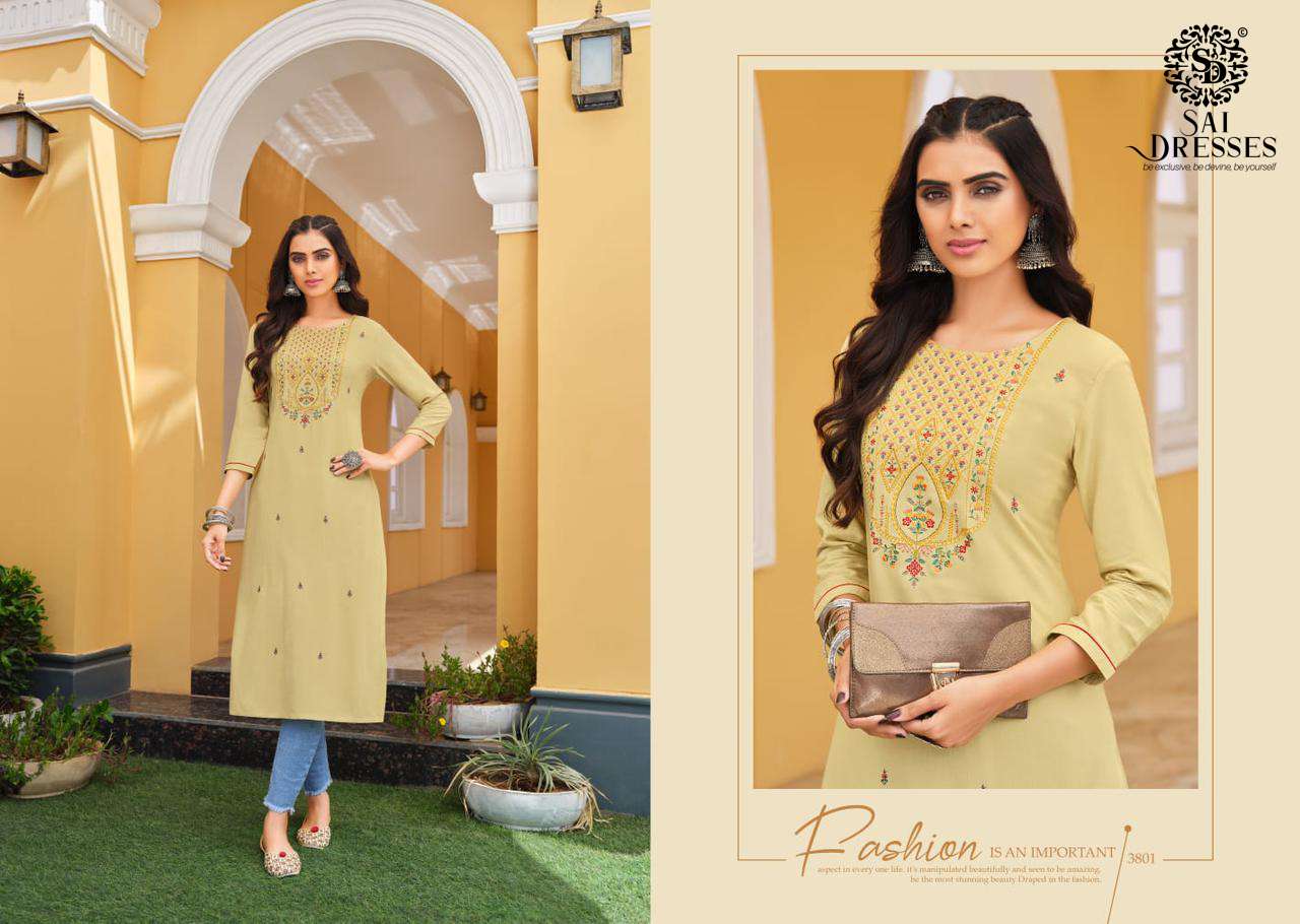 SAI DRESSES PRESENT ANISHKA FANCY WEAR EMBROIDERED KURTI COLLECTION IN WHOLESALE RATE IN SURAT