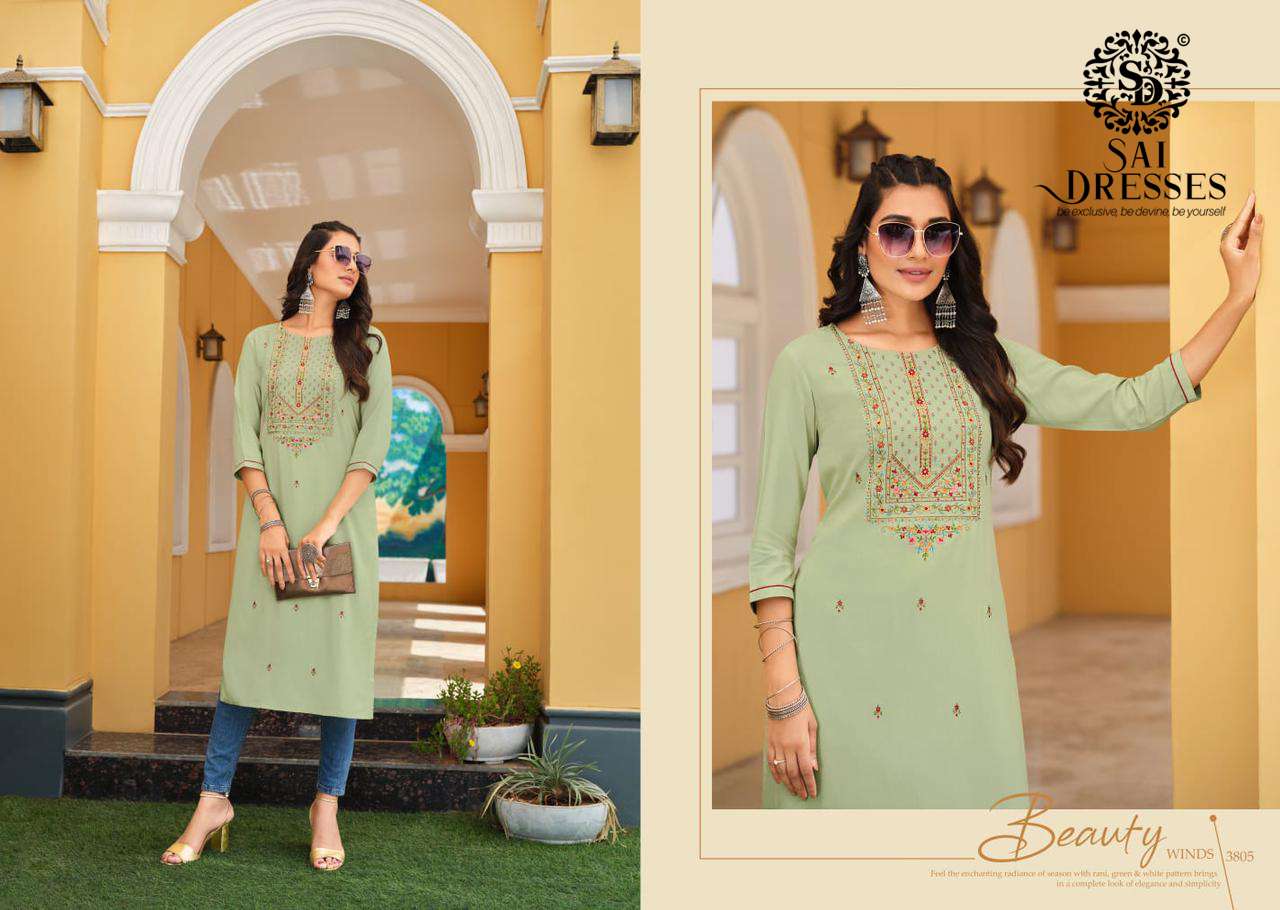 SAI DRESSES PRESENT ANISHKA FANCY WEAR EMBROIDERED KURTI COLLECTION IN WHOLESALE RATE IN SURAT