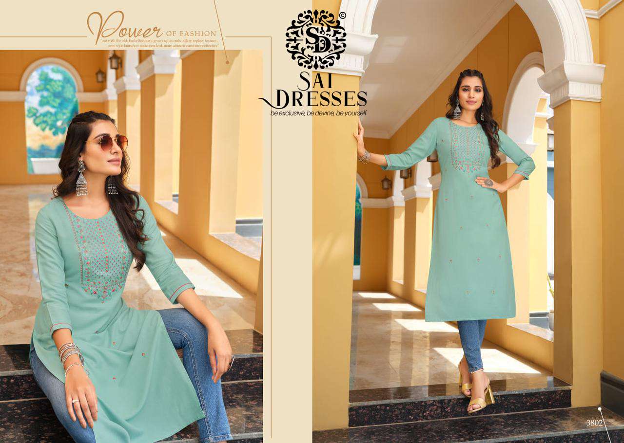 SAI DRESSES PRESENT ANISHKA FANCY WEAR EMBROIDERED KURTI COLLECTION IN WHOLESALE RATE IN SURAT