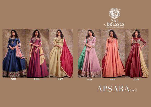 SAI DRESSES PRESENT APSARA VOL-2   SILK READYMADE LONG GOWN WITH DESIGNER DUPATTA IN WHOLESALE RATE IN SURAT