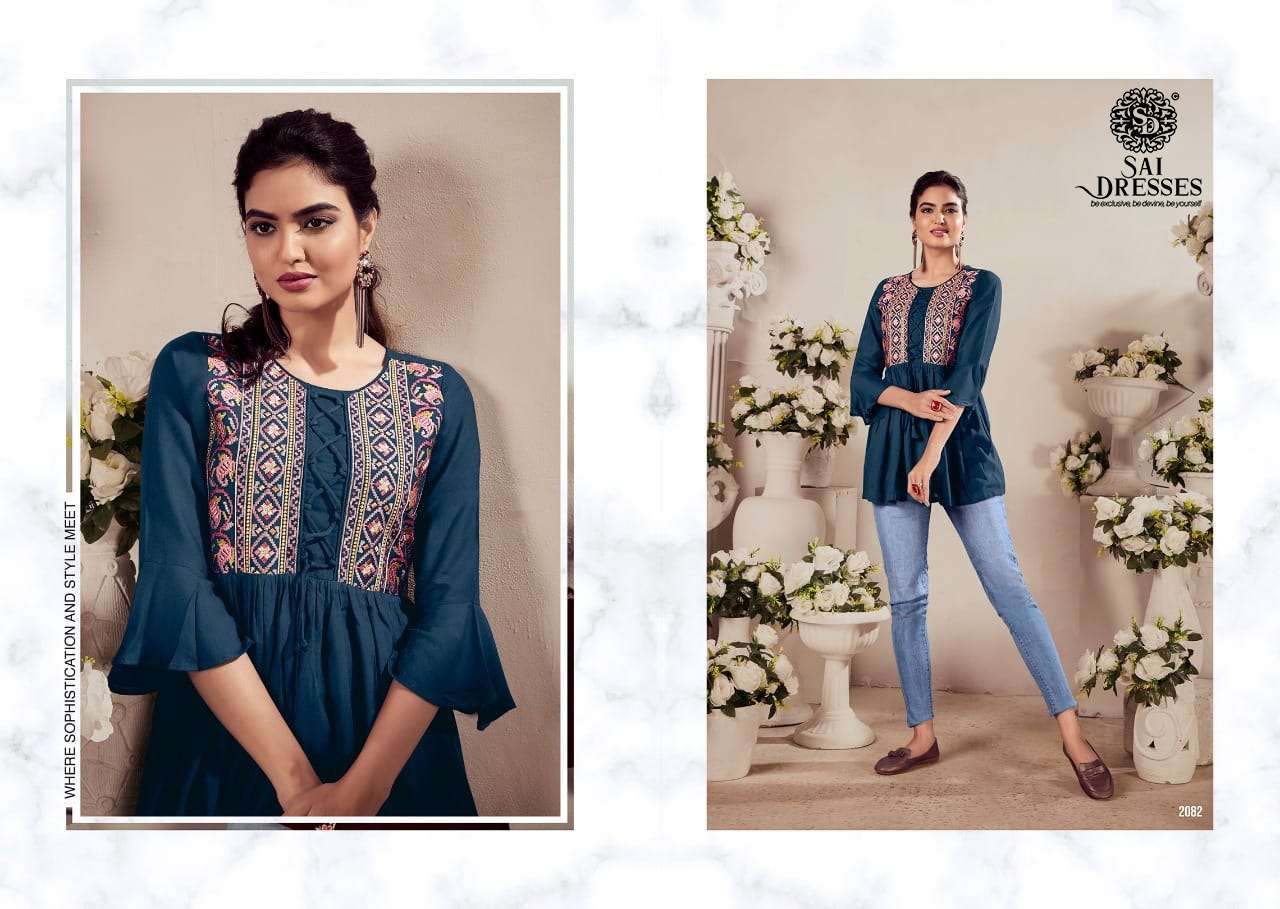 SAI DRESSES PRESENT BATAK VOL 2 FANCY RAYON SHORT TOPS IN WHOLESALE RATE IN SURAT 