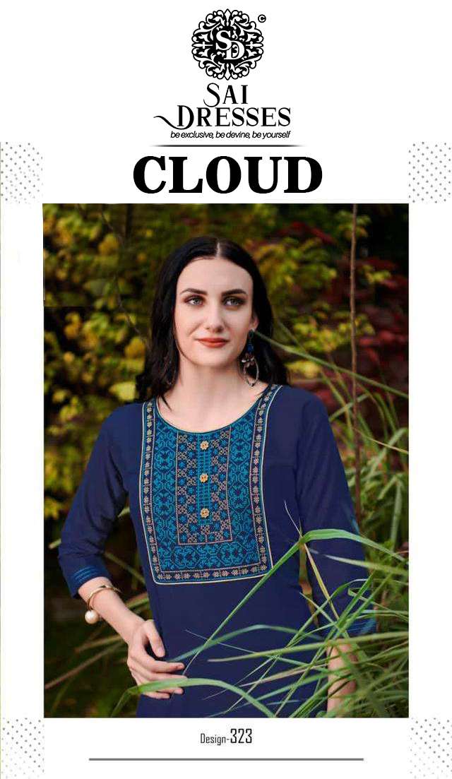 SAI DRESSES PRESENT CLOUD DAILY WEAR COTTON WITH EMBROIDERED KURTIS IN WHOLESALE RATE IN SURAT