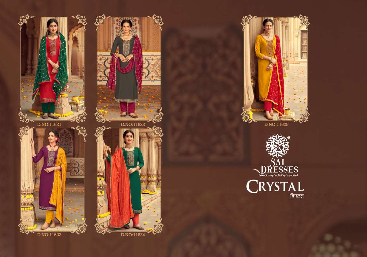 SAI DRESSES PRESENT CRYSTAL HEAVY PARAMPARA SILK DESIGNER SUITS IN WHOLESALE RATE IN SURAT 