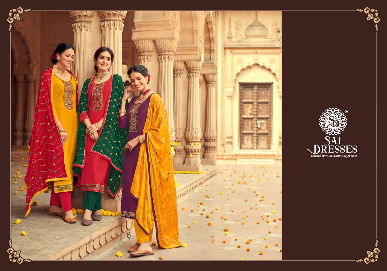 SAI DRESSES PRESENT CRYSTAL HEAVY PARAMPARA SILK DESIGNER SUITS IN WHOLESALE RATE IN SURAT 