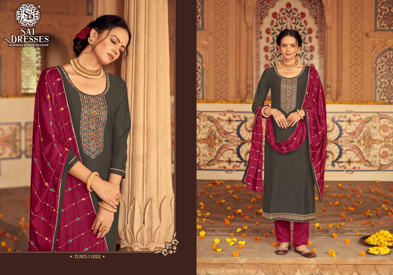 SAI DRESSES PRESENT CRYSTAL HEAVY PARAMPARA SILK DESIGNER SUITS IN WHOLESALE RATE IN SURAT 