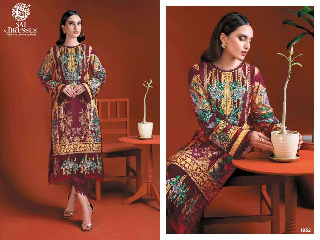 SAI DRESSES PRESENT FIRDOUS SOLITAIRE EXCLUSIVE PURE COTTON PAKISTANI SALWAR SUITS IN WHOLESALE RATE IN SURAT