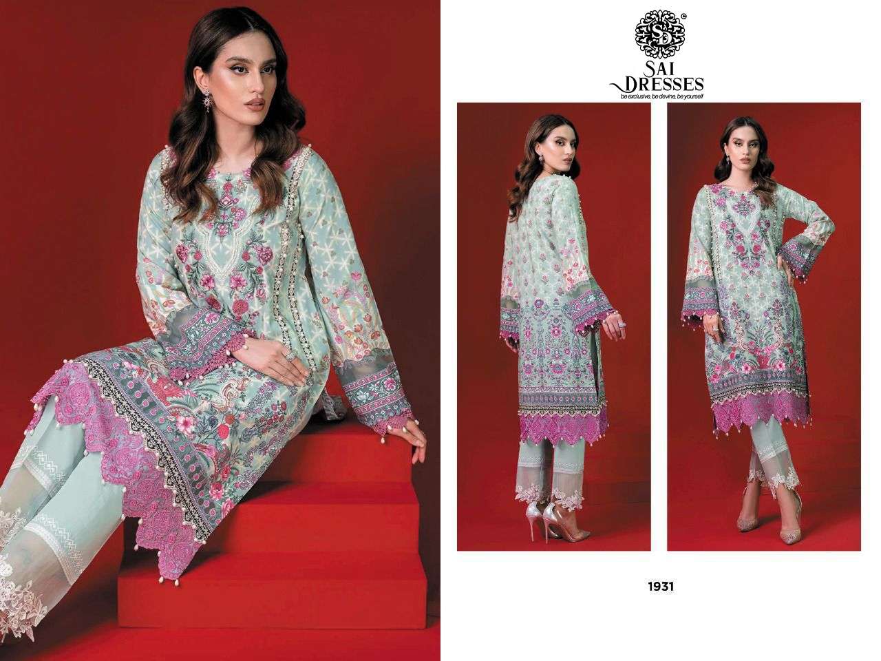 SAI DRESSES PRESENT FIRDOUS SOLITAIRE EXCLUSIVE PURE COTTON PAKISTANI SALWAR SUITS IN WHOLESALE RATE IN SURAT