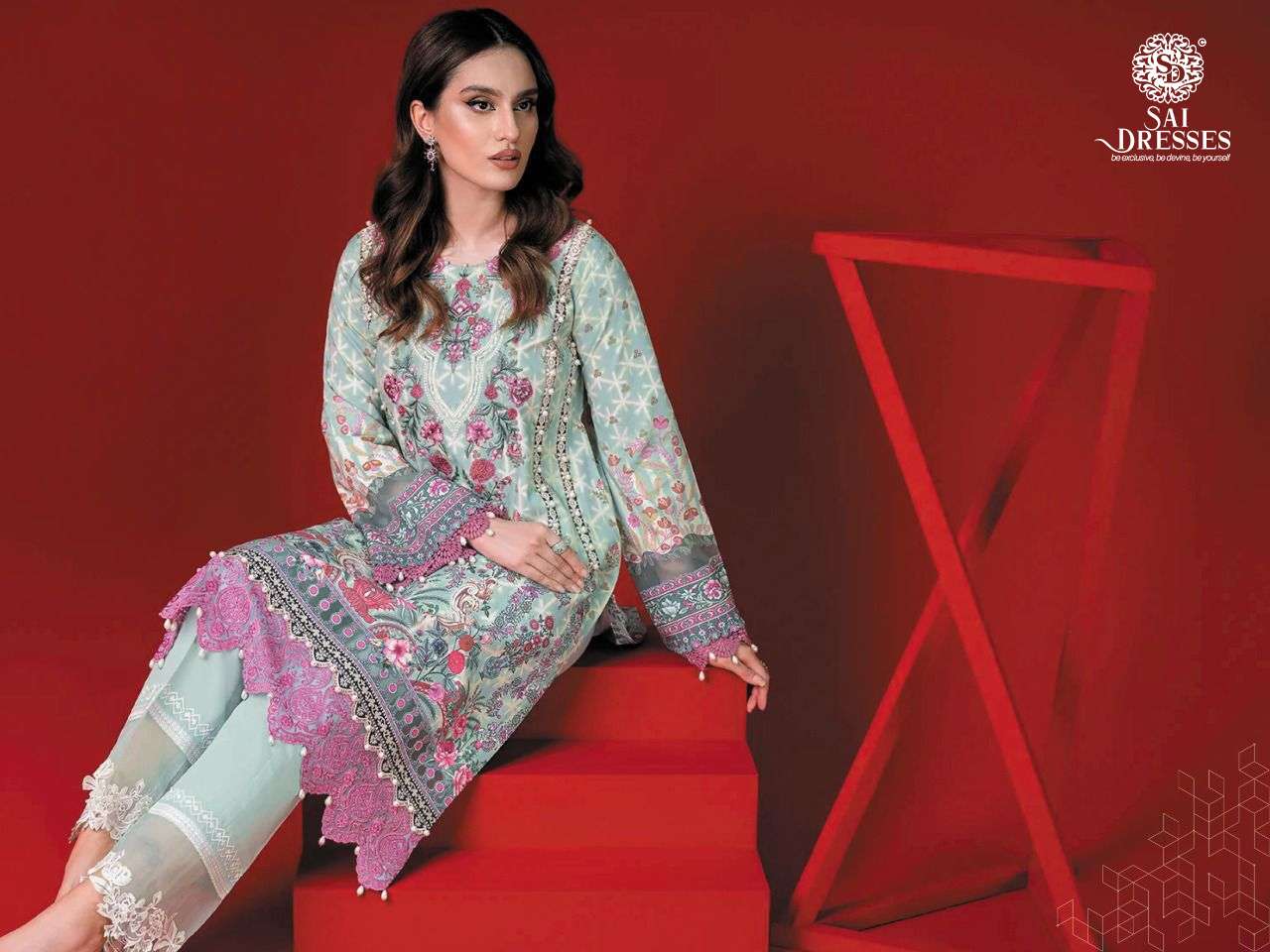 SAI DRESSES PRESENT FIRDOUS SOLITAIRE EXCLUSIVE PURE COTTON PAKISTANI SALWAR SUITS IN WHOLESALE RATE IN SURAT