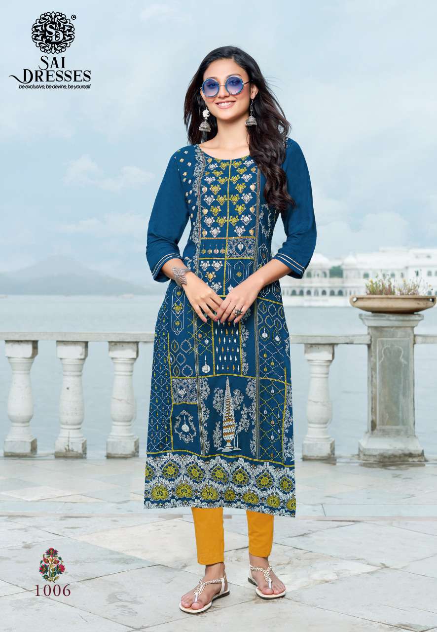 SAI DRESSES PRESENT FLAMINGO VOL 1 DAILY WEAR RAYON FOIL PRINTED DESIGNER KURTI WITH PANT IN WHOLESALE RATE IN SURAT