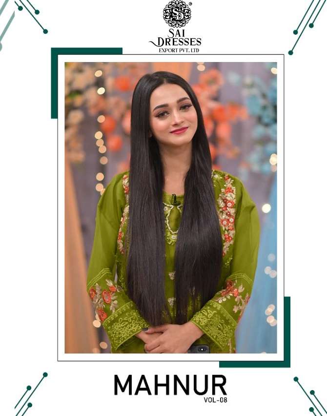 SAI DRESSES PRESENT MAHNUR VOL 8 SEMI STITCHED PARTY WEAR PAKISTANI DESIGNER SUITS IN WHOLESALE RATE IN SURAT
