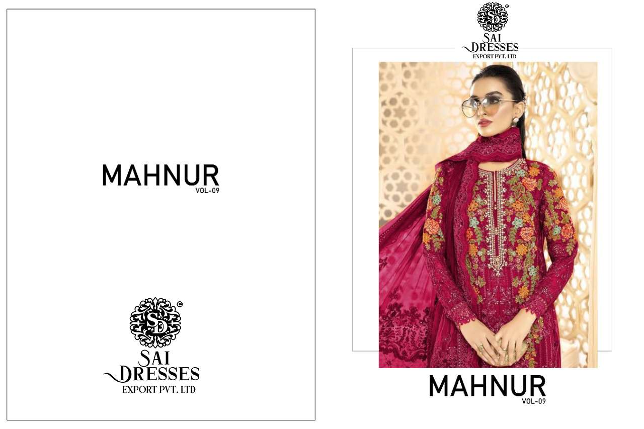 SAI DRESSES PRESENT MAHNUR VOL 9 SEMI STITCHED PARTY WEAR PAKISTANI DESIGNER SUITS IN WHOLESALE RATE IN SURAT