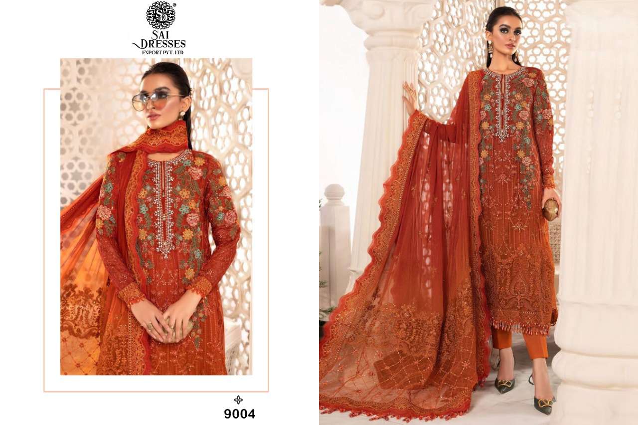 SAI DRESSES PRESENT MAHNUR VOL 9 SEMI STITCHED PARTY WEAR PAKISTANI DESIGNER SUITS IN WHOLESALE RATE IN SURAT