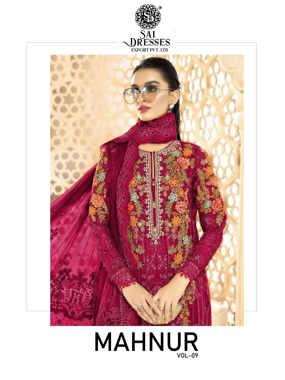 SAI DRESSES PRESENT MAHNUR VOL 9 SEMI STITCHED PARTY WEAR PAKISTANI DESIGNER SUITS IN WHOLESALE RATE IN SURAT