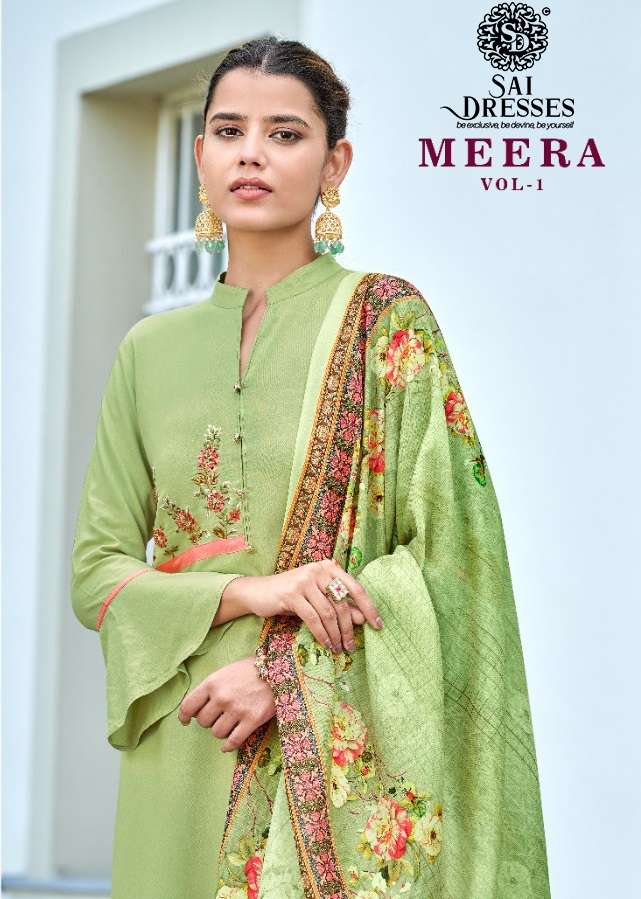 SAI DRESSES PRESENT MEERA VOL 1 RAYON FULL STITCH 3 PIECE COLLECTION IN WHOLESALE RATE IN SURAT