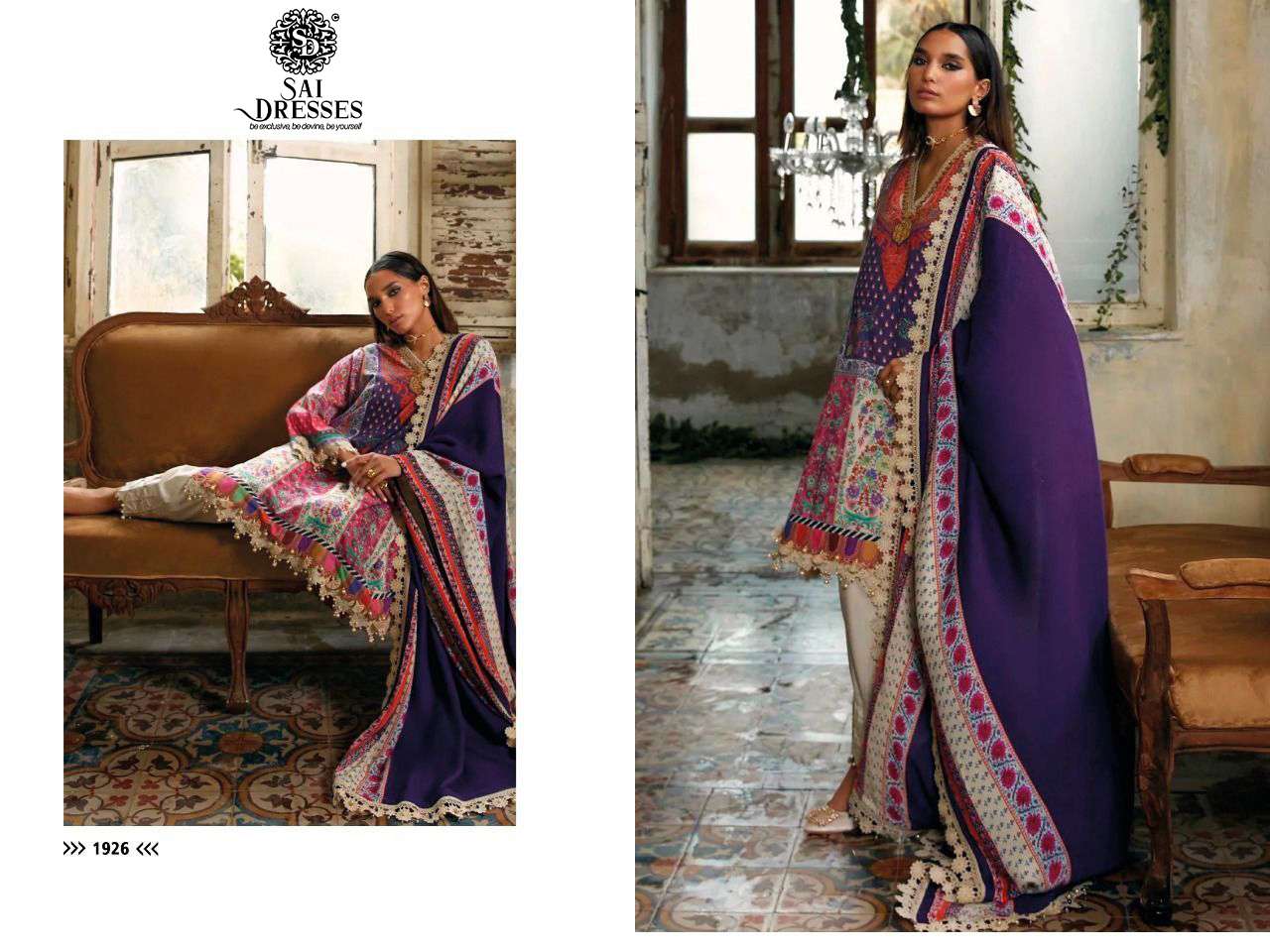 SAI DRESSES PRESENT MUZLIN 22-3 PURE COTTON PAKISTANI DESIGNER SUITS IN WHOLESALE PRICE IN SURAT 