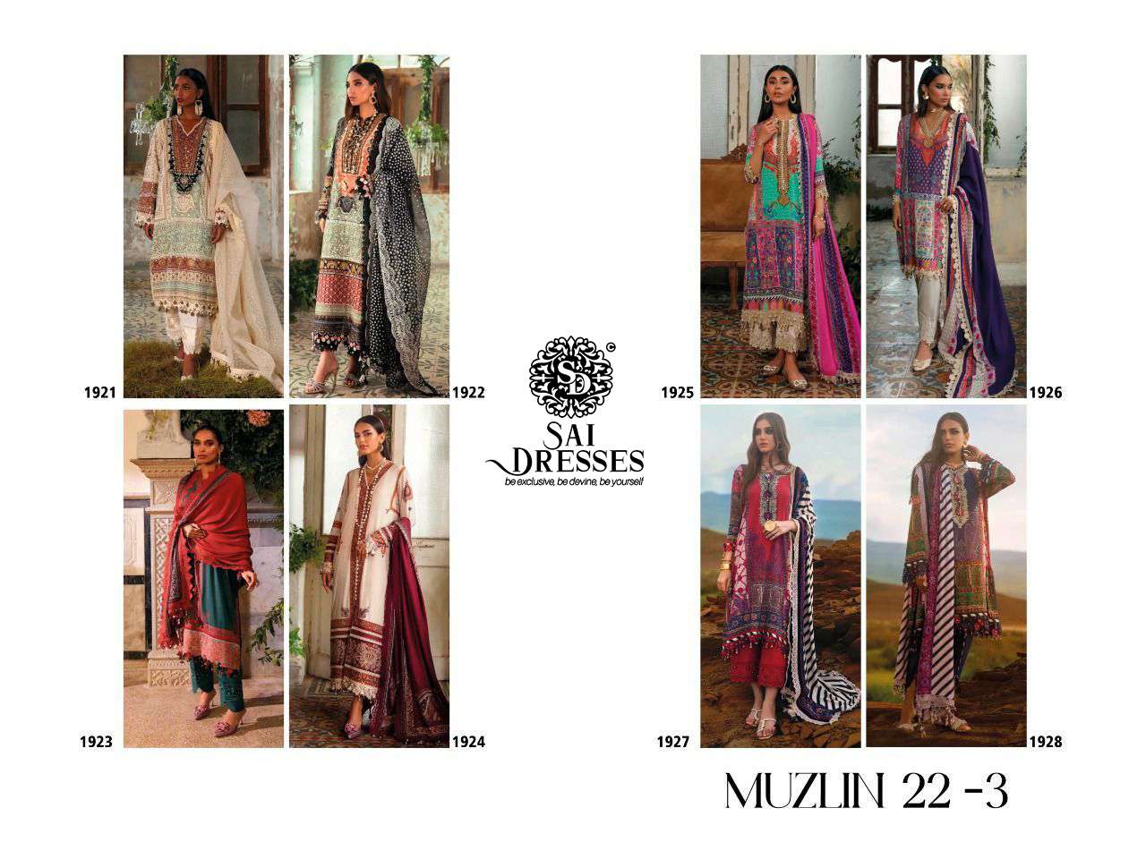 SAI DRESSES PRESENT MUZLIN 22-3 PURE COTTON PAKISTANI DESIGNER SUITS IN WHOLESALE PRICE IN SURAT 