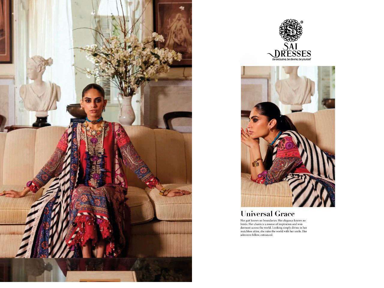 SAI DRESSES PRESENT MUZLIN 22-3 PURE COTTON PAKISTANI DESIGNER SUITS IN WHOLESALE PRICE IN SURAT 