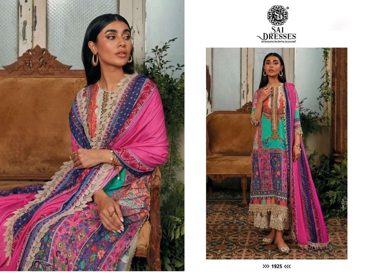 SAI DRESSES PRESENT MUZLIN 22-3 PURE COTTON PAKISTANI DESIGNER SUITS IN WHOLESALE PRICE IN SURAT 