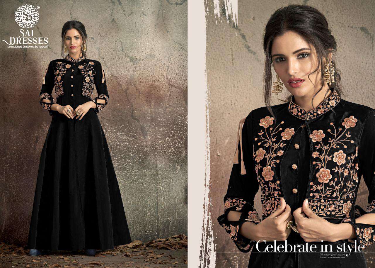 SAI DRESSES PRESENT NAVYA GOLD VOL-14 DESIGNER EMBROIDERY WORK WITH COTTON INNER STITCHED KOTI STYLE GOWN COLLECTION AT WHOLESALE  RATE IN SURAT